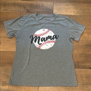 Gray and Red Short Sleeve Tee with Graphic Design